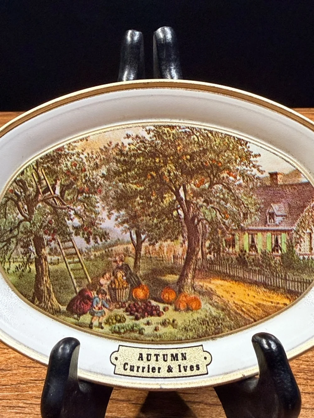 CURRIER AND IVES-1868 “The American Homestead” Metal Tray Set (Set of 4)